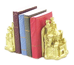 Dollhouse Miniature Castle Bookends W/Books